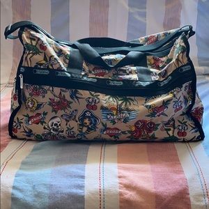 LeSportsac Tattoo Weekender Bag w/ Matching Pouch